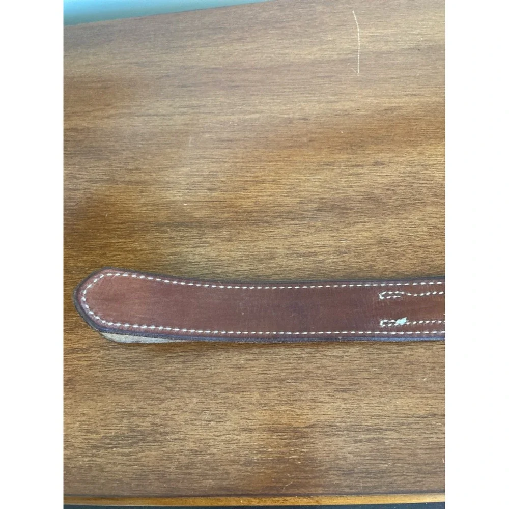 El Paso Mens Brown Leather Belt Size 42‎ Classic Casual Style Stictching Detail